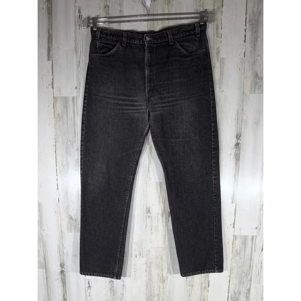 Levis 505 Jeans 40x32 (37x31.5) Faded Black Vintage‎ 90s Made in USA Orange Tab